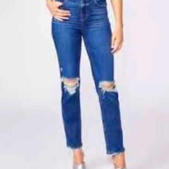 NWT PAIGE Stella High Rise Modern Straight Leg Soleil Destructed Jeans Womens 32 - Picture 16 of 16